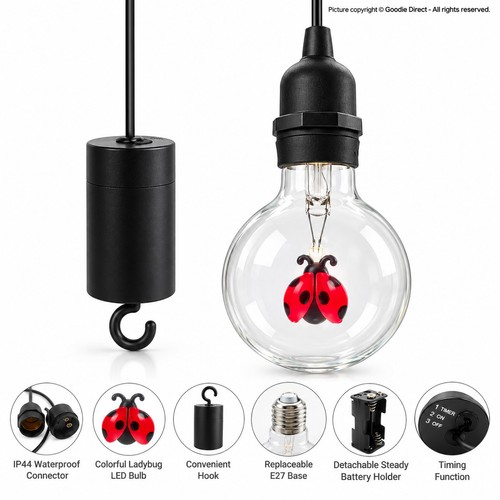 Waterproof ladybug led hanging - waterproof,